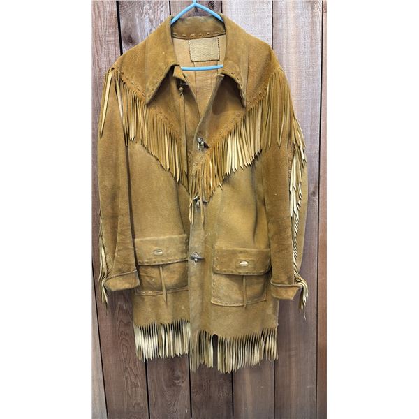 FIRST NATIONS LEATHER BUTTON-UP JACKET SIZE UNKNOWN