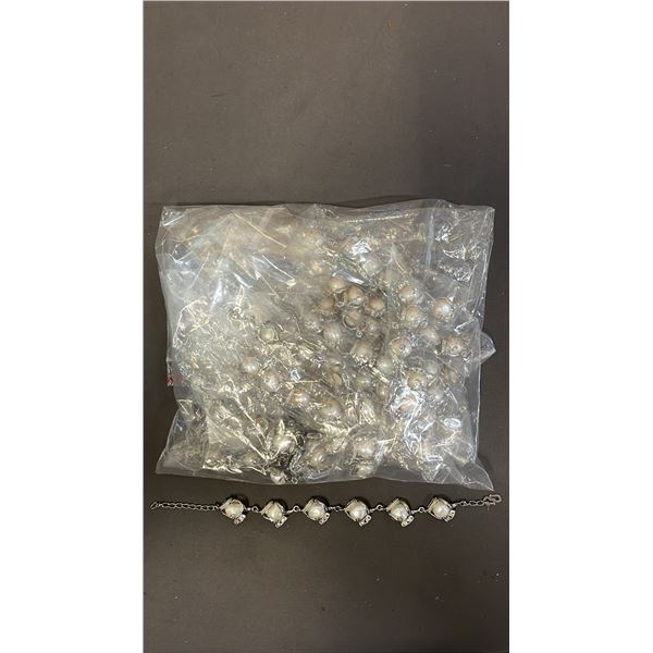 BAG OF (17) BAROQUE PEARL & STAINLESS STEEL BRACELETS