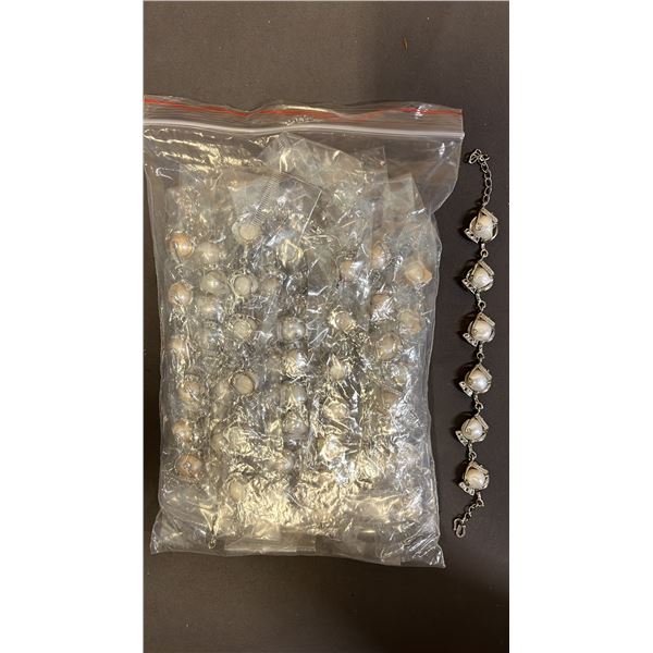 BAG OF (17) BAROQUE PEARL & STAINLESS STEEL BRACELETS