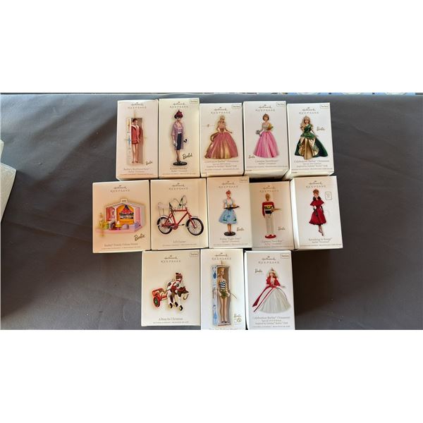 BOX OF (13) HALLMARK KEEPSAKE BARBIE ORNAMENTS *IN ORIGINAL BOXES*