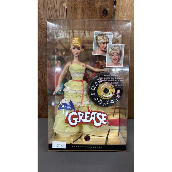 VINTAGE 2008 30 YEAR ANNIVERSARY GREASE SANDY BARBIE W/MUSICAL DOLL STAND *IN ORIGINAL BOX*