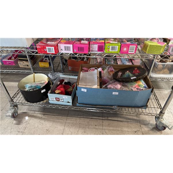 SHELF OF ASSORTED BARBIE CLOTHES & ACCESSORIES