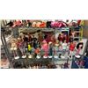 Image 1 : SHELF OF ASSORTED VINTAGE BARBIE & KEN DOLLS ON STANDS *NO BOXES*