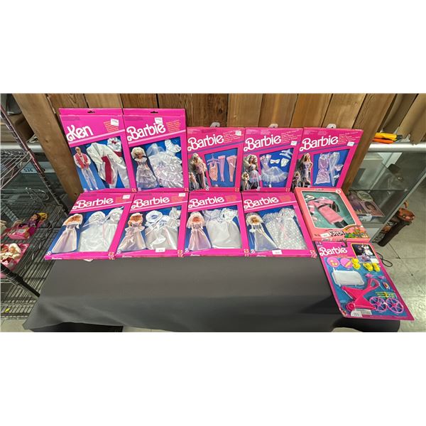 SHELF OF ASSORTED VINTAGE BARBIE CLOTHES