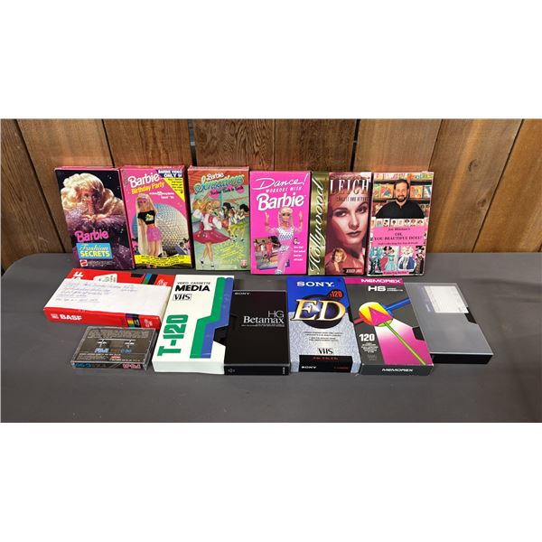 TOTE OF ASSORTED BARBIE VHS TAPES