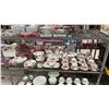 Image 1 : SHELF OF VINTAGE ROYAL ALBERT AMERICAN BEAUTY FINE CHINA WITH QUILTED PLASTIC ZIPPER CASES
