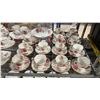 Image 2 : SHELF OF VINTAGE ROYAL ALBERT AMERICAN BEAUTY FINE CHINA WITH QUILTED PLASTIC ZIPPER CASES