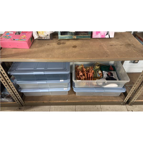 (4) UNDER BED STORAGE TOTES WITH LIDS, (7) ASSTD. VINTAGE BARBIES  & (2) BARBIE CHRISTMAS STOCKINGS