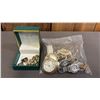 Image 1 : BOX OF ASSORTED EARRINGS & BAG OF ASSORTED WATCHES