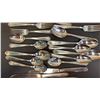Image 5 : BOX OF VTG. METAL CANDLESTICKS, GLASS SALT & PEPPER SHAKERS & ASSTD. SILVER PLATED FLATWARE