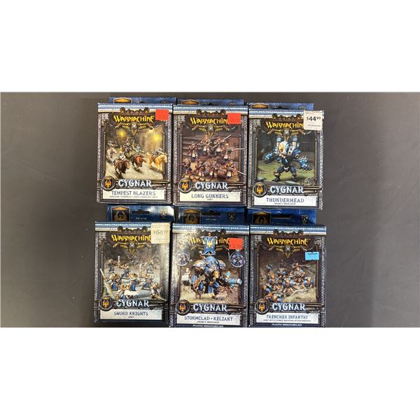 (6) ASSORTED WARMACHINE CYGNAR UNITS, HEAVY WARJACK & PLASTIC MINIATURES KITS