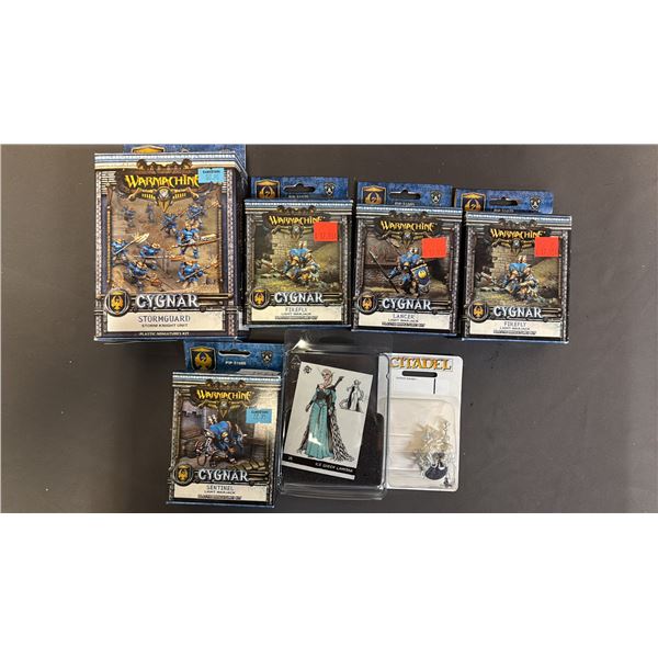 (5) ASSTD. WARMACHINE CYGNAR MINIATURES KITS, CITADEL MINIATURES & MINI CRATE ICE QUEEN LANYSSA