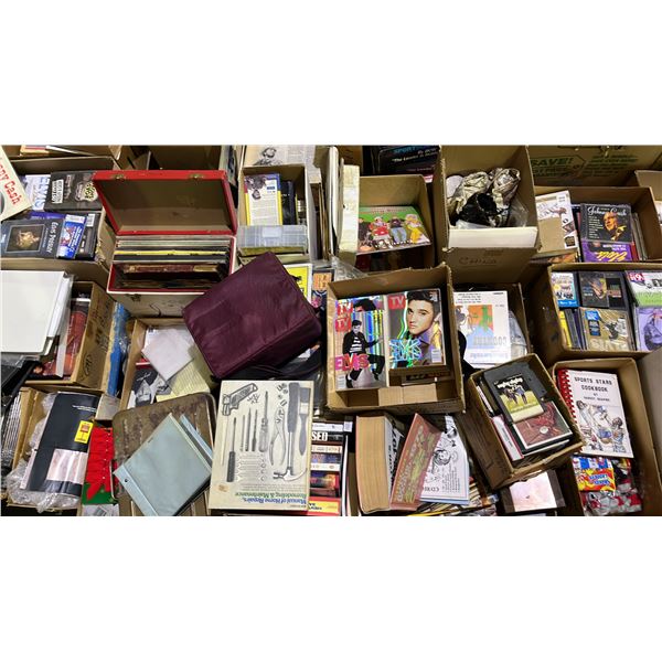 PALLET OF ASSORTED ITEMS INCL. BOOKS, CD'S, VINYL RECORDS AND MORE