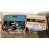 Image 3 : (3) BOXES OF ASSORTED ITEMS INCLUDING TOOLS, HEAVY DUTY HANGING LIGHTS , TOOL BOX AND MORE