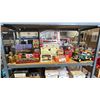 Image 1 : SHELF LOT OF ASSORTED VINTAGE COLLECTABLE TINS CONTAINERS, TOY CARS, FIGURINE'S AND MORE