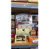 Image 3 : SHELF LOT OF ASSORTED VINTAGE COLLECTABLE TINS CONTAINERS, TOY CARS, FIGURINE'S AND MORE