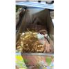 Image 2 : CATHAY COLLECTION PORCELAIN DOLL AND BOX OF VINTAGE RUSSELL STOVER COLLECTABLE CANDY TIN