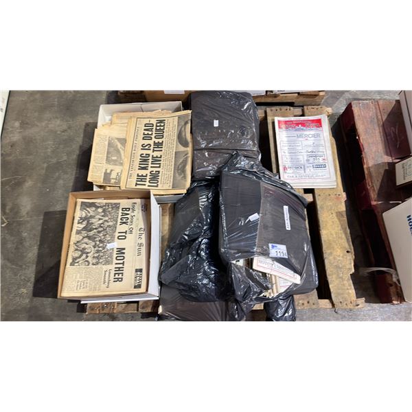PALLET OF ASSORTED VINTAGE NEWSPAPERS: THE ILLUSTRATED LONDON NEWS, THE SUN, THE VANCOUVER DAILY