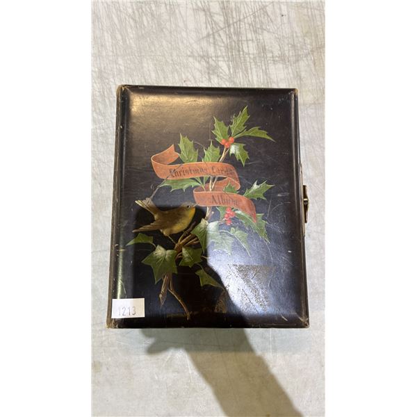 ANTIQUE CHRISTMAS CARD ALBUM WITH ANTIQUE PHOTOS: HAS SIDE LATCH