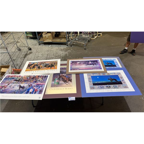 SHELF OF ASSORTED VINTAGE CLOVERDALE RODEO & EXHIBITION PRINTS