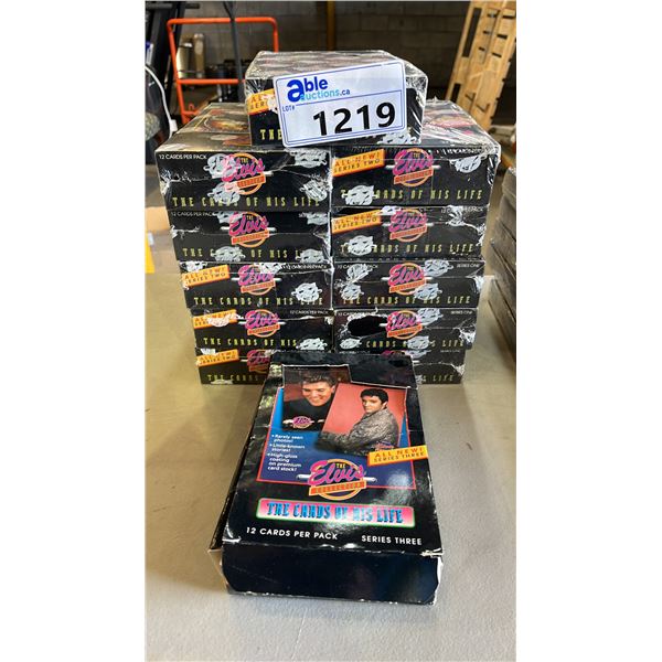 12 BOXES OF VINTAGE ELVIS "THE CARDS OF HIS LIFE" COLLECTOR CARDS: 11 BOXES ARE SEALED