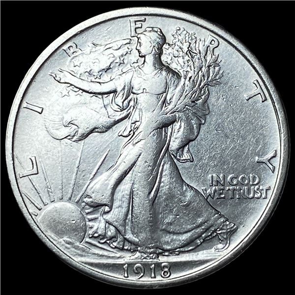 1918 Silver Walking Liberty Half Dollar  NEARLY UNCIRCULATED