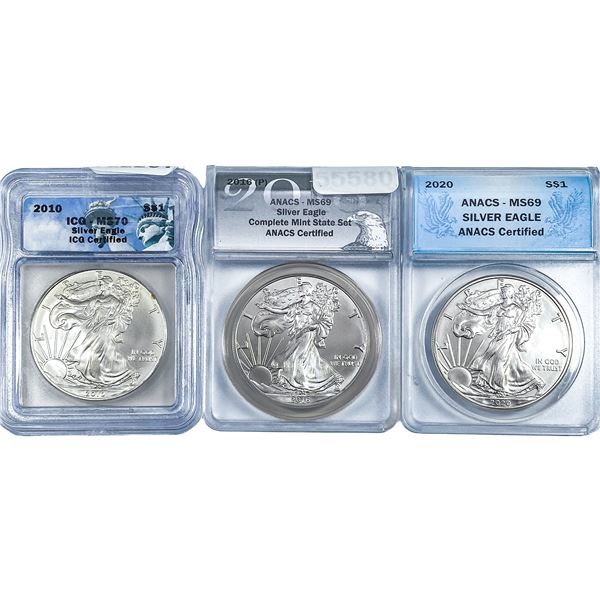 [3] 2018-2020 Silver Eagle ANACS/ICG MS69/MS70