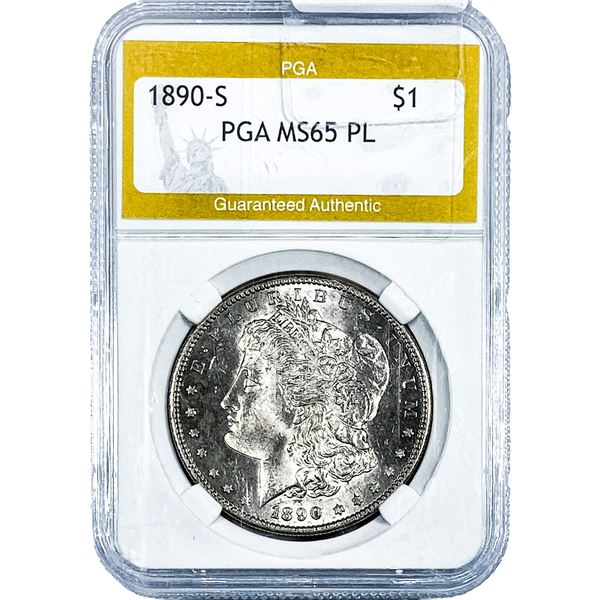 1890-S Morgan Silver Dollar PGA MS65 PL