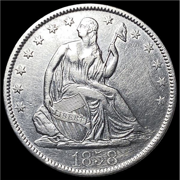 1858-O Silver Seated Liberty Half Dollar  CHOICE AU