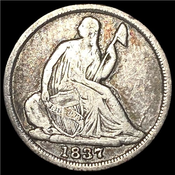 1837 Silver Seated Liberty Half Dime No Stars  LIGHTLY CIRCULATED