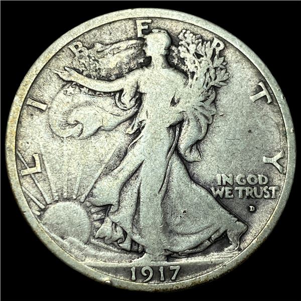 1917-D Silver Walking Liberty Half Dollar  LIGHTLY CIRCULATED