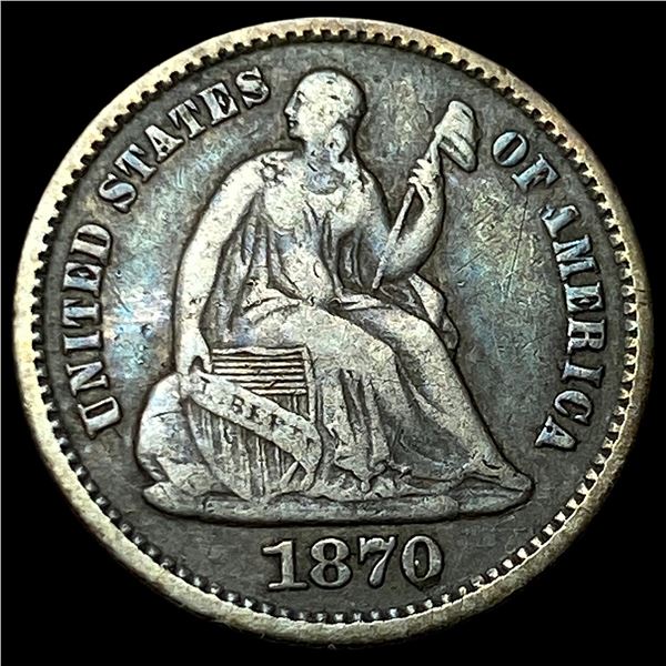 1870 Silver Seated Liberty Half Dime LIGHTLY  CIRCULATED