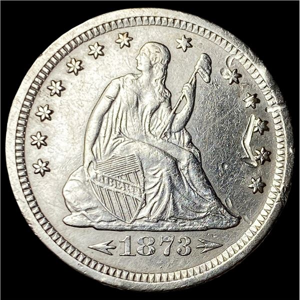 1873-S Arrows Silver Seated Liberty Quarter  CLOSELY UNCIRCULATED