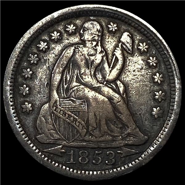 1853 Arrows Seated Liberty Dime NEARLY  UNCIRCULATED