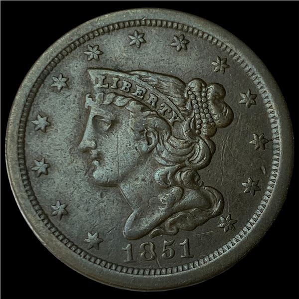 1851 Braided Hair Half Cent CHOICE AU