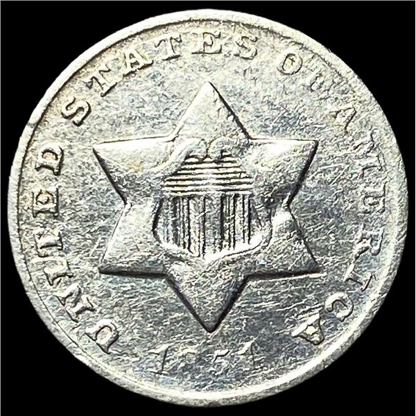 1851-O Silver Three-Cent Piece CLOSELY  UNCIRCULATED