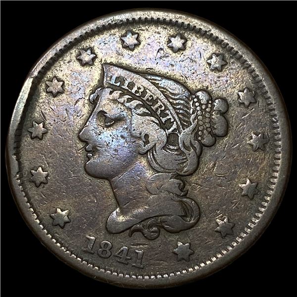 1841 Braided Hair Large Cent NEARLY  UNCIRCULATED