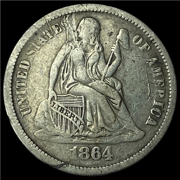 1864-S Silver Seated Liberty Dime LIGHTLY  CIRCULATED