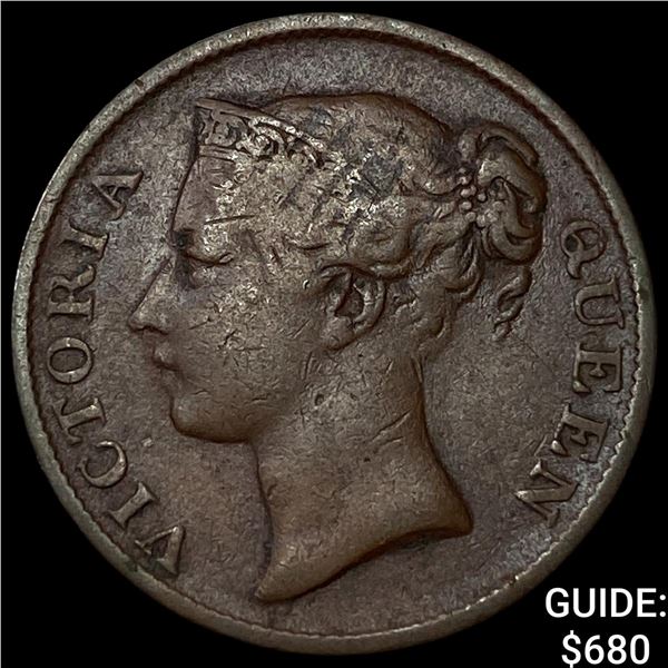 1862 Straits Settlements Bronze 1/2 Cent