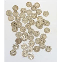 Lot of 50 Washington Silver Quarters from 1940's