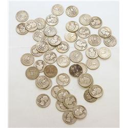 Lot of 50 Washington Silver Quarters from 1940's