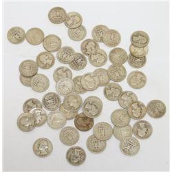 Lot of 50 Washington Silver Quarters from 1940's