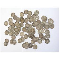 Lot of 79 Mercury Dimes from 1945