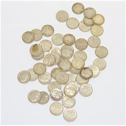Lot of 50 Roosevelt Silver Dimes from 1960-'65