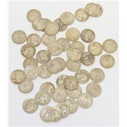 Lot of 50 Washington Silver Quarters from 1950's