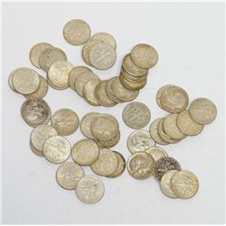 Lot of 50 Roosevelt Silver Dimes from 1960-'65