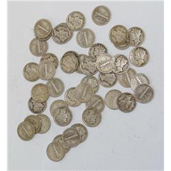 Lot of 45 Mercury Dimes from 1945