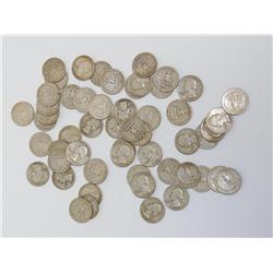 Lot of 50 Washington Silver Quarters from 1950's
