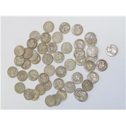 Lot of 50 Washington Silver Quarters from 1950's
