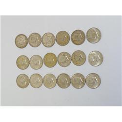 18 Half Dollars 1965-1969